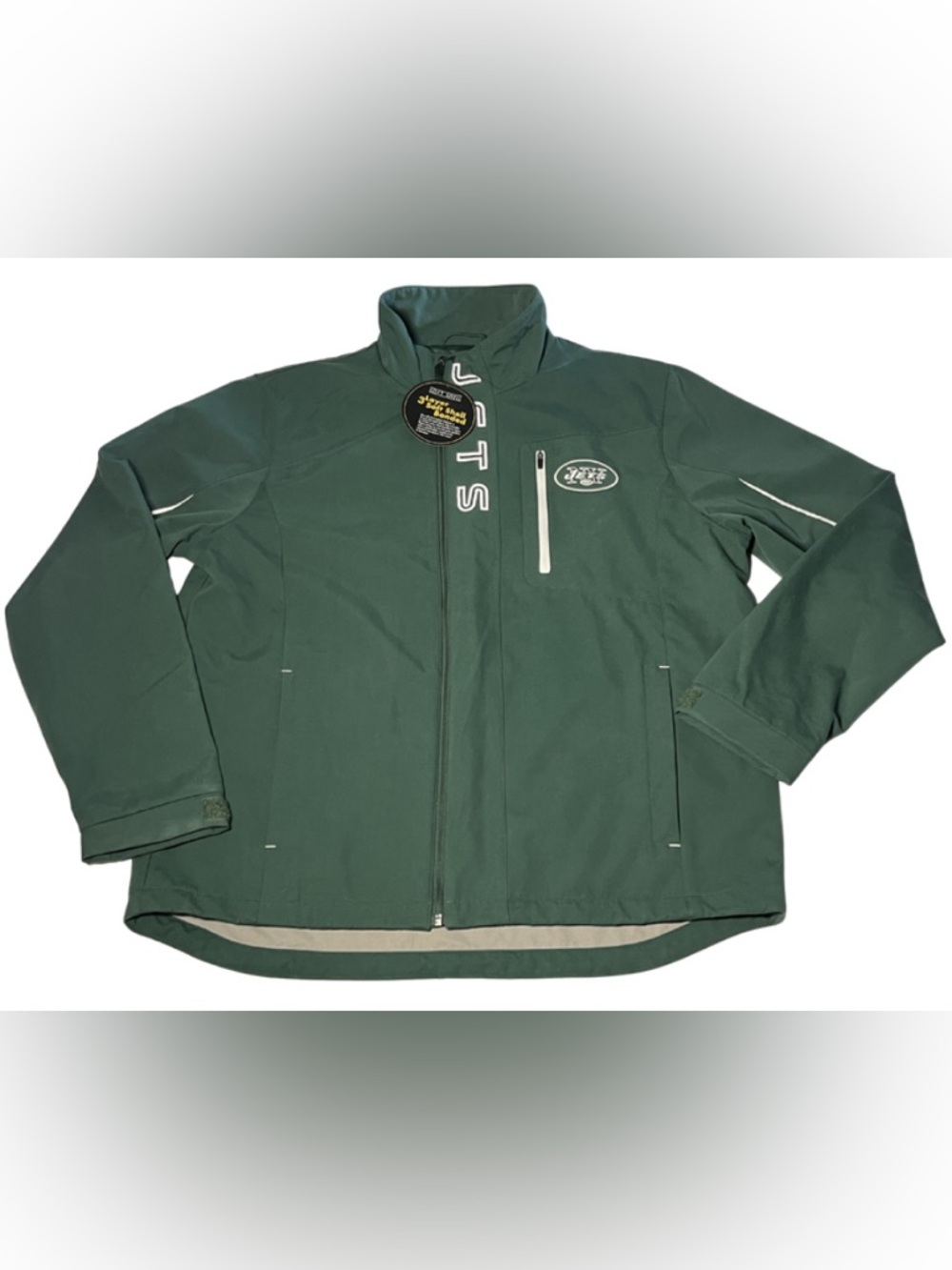 NWT NFL XL NY Jets Soft Shell Jacket NFL 3 Layer Windbreaker Green Full Zip